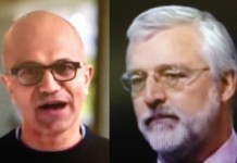NetSuite’s Zach Nelson(right) partners with Microsoft’s Satya Nadella