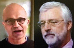 NetSuite’s Zach Nelson(right) partners with Microsoft’s Satya Nadella