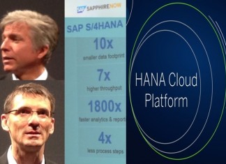SAP executives chairman Plattner(clockwise top left), CEO McDermott, Product Head Leukert and Business Network Chief Singh detail different traits of S/4HANA, HANA Cloud Platform