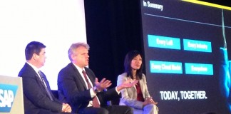 Simon Paris, Christoph Behrendt, Denise Broady (L to R) at SAP Industries Analyst Base Camp