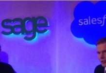 Salesforce.com’s Mark Benioff(left) and Sage’s Stephen Kelly in global Cloud partnership