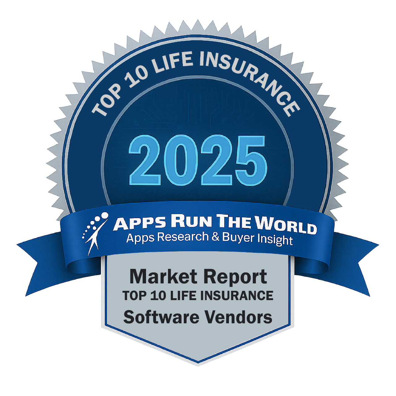 ARTW - Top 10 Life Insurance Software Vendors - Reward Badge - APPS RUN THE WORLD