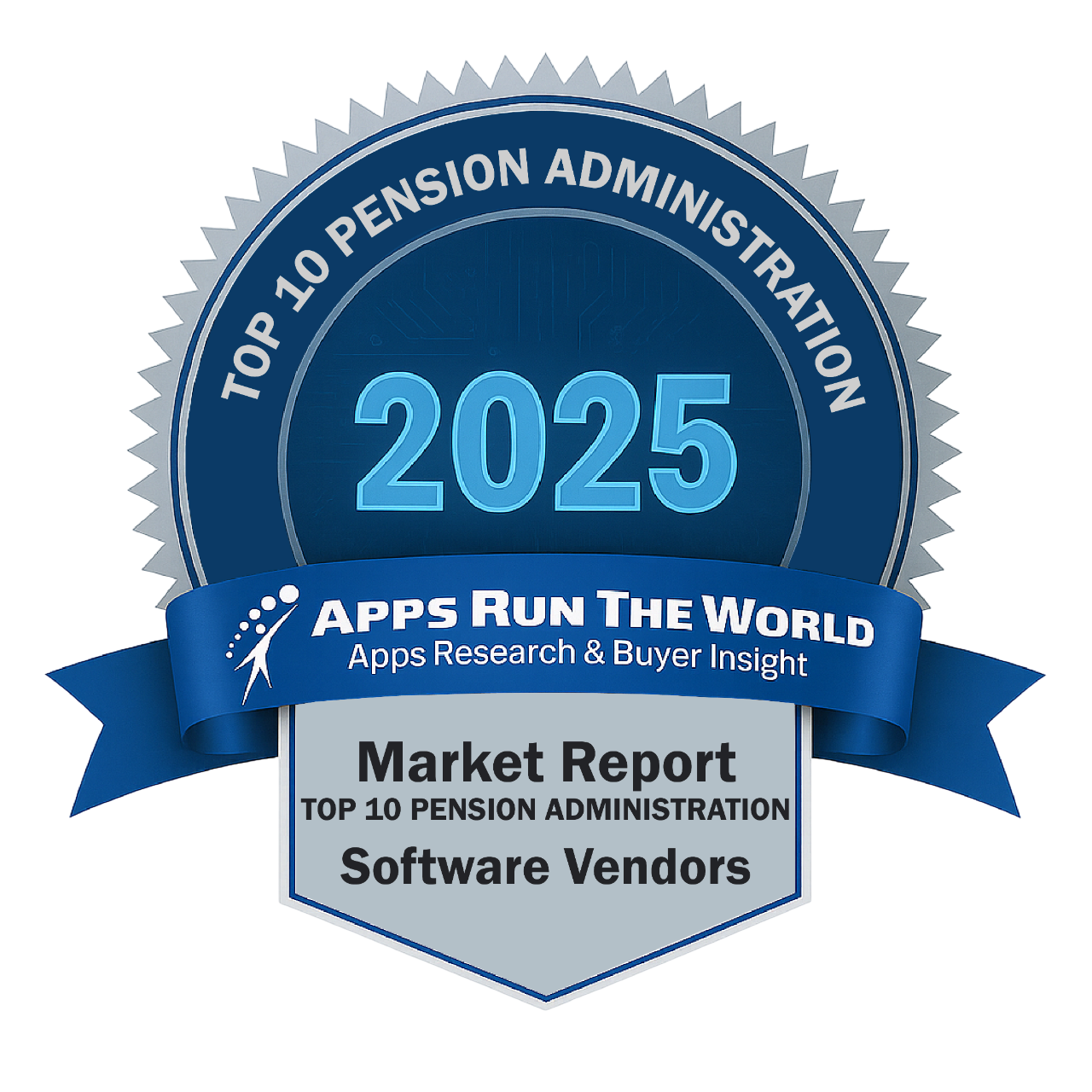 ARTW - Top 10 Pension Administration Software Vendors - Reward Badge - APPS RUN THE WORLD