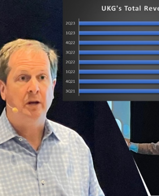 CEO Chris Todd(left) charts UKG’s growth path as product chief Hugo Sarrazin leverages Google AI assistance to help expand