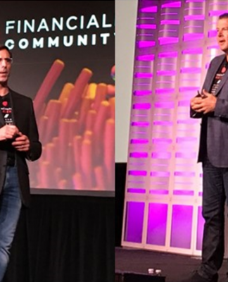 FinancialForce Thrives On PSA, Salesforce Support Chief Product Officer Dan Brown(left) and CEO Tod Nielsen at FinancialForce Community Live