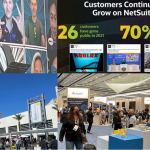 EVP Evan Goldberg of Oracle NetSuite, upper left, touts ERP successes among fast-growing companies at SuiteWorld in Las Vegas