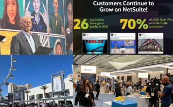 Catering To Growth Companies, Oracle NetSuite Unveils New Automation, Analytics Capabilities EVP Evan Goldberg of Oracle NetSuite, upper left, touts ERP successes among fast-growing companies at SuiteWorld in Las Vegas