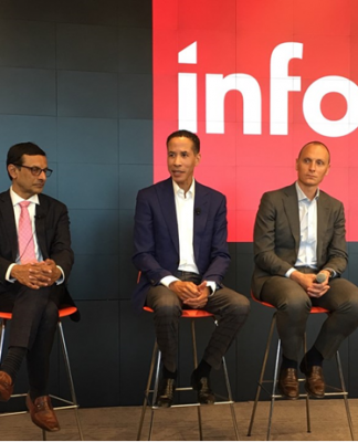 (Left to right)VP Jill Strange of Infor HCM Science Apps, CTO Soma Somasundaram, CEO Charles Phillips, CFO Kevin Samuelson, and VP Heidi Benko of Infor SCM