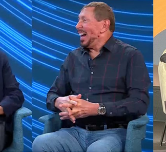 Microsoft CEO Satya Nadella(left), Oracle CTO Larry Ellison(middle) in Redmond, and Oracle CEO Safra Catz at Oracle Cloud World