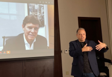 Morgan Siegler of TA Associates(left) and CEO Mike Ettling at Unit4 Analyst Event in Boston