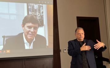 Unit4 Unloads, Recharges, And Reboots Itself For Midmarket ERP Customers Morgan Siegler of TA Associates(left) and CEO Mike Ettling at Unit4 Analyst Event in Boston