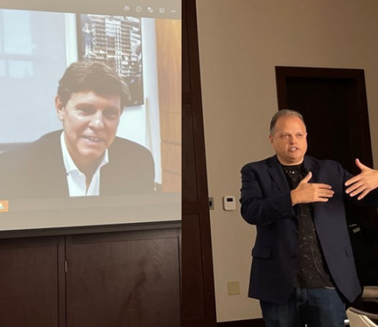 Unit4 Unloads, Recharges, And Reboots Itself For Midmarket ERP Customers Morgan Siegler of TA Associates(left) and CEO Mike Ettling at Unit4 Analyst Event in Boston