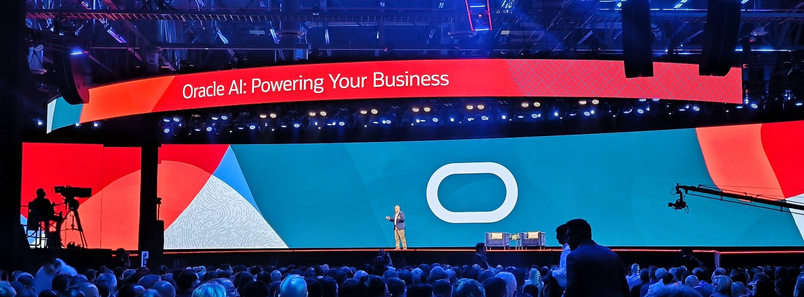 Mike Sicilia on stage at Oracle AI World in Las Vegas