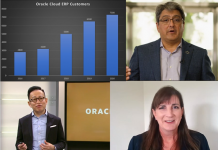 Oracle EVP Steve Miranda(top right) at Oracle Live, while Linda Weber of Kroger(bottom right) shares insights with Oracle SVP Rondy Ng as Oracle Cloud ERP gains ground across the enterprise.