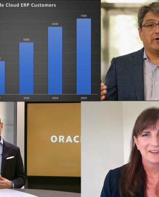 Built-To-Last Enterprises Fortify Themselves With Oracle Cloud ERP Amid The Pandemic Oracle EVP Steve Miranda(top right) at Oracle Live, while Linda Weber of Kroger(bottom right) shares insights with Oracle SVP Rondy Ng as Oracle Cloud ERP gains ground across the enterprise.