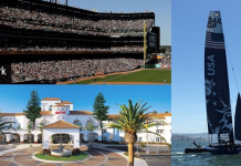 Oracle sponsors naming rights to SF Giants stadium, SailGP and renovates San Mateo Marriott(photos by MLB, hotel website and AP)