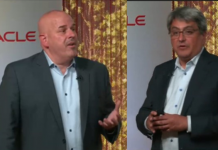 Oracle’s Mike Sicilia(left) and Steve Miranda outline how Oracle Cerner will transform healthcare