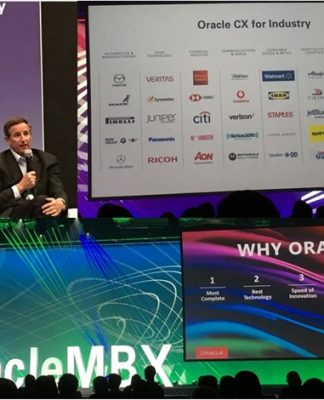 Scenes from MBX with CEO Mark Hurd(top left), CX customer references and EVP Steve Miranda on Oracle Cloud Apps momentum