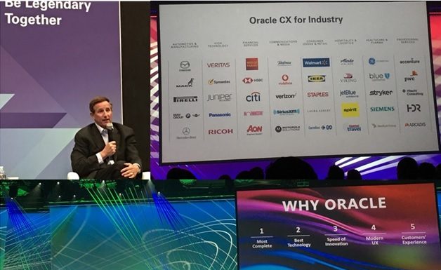 Scenes from MBX with CEO Mark Hurd(top left), CX customer references and EVP Steve Miranda on Oracle Cloud Apps momentum