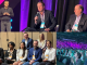 Scenes from UKG Aspire conference (clockwise from top left) – Chief Product & Technology Officer Hugo Sarrazin, CEO Chris Todd and Executive Chair Aron Ain, UKG Life-work Technology Labs startup participants.