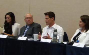 Left to Right: Kirsten Allegri Williams (CMO), Stephen Spears (CRO), Greg Tomb (President) and Amy Wilson (EVP of Product) at SuccessConnect